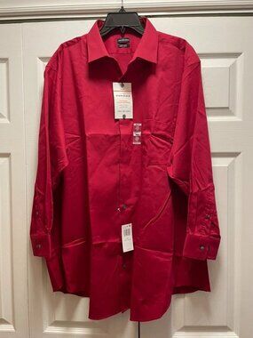 Van Heusen Big Fit Red Dress Shirt 18.5 32/33 2XL NWT Stretch Wrinkle Free